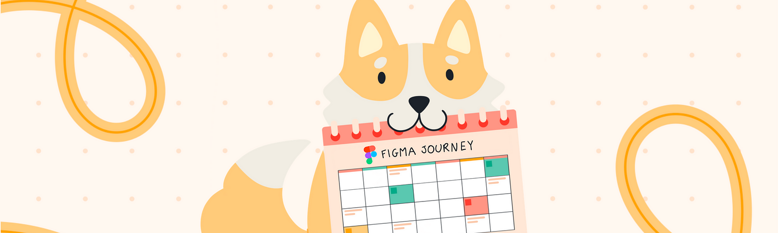 Dog holding a calendar for the Figma Journey plan.