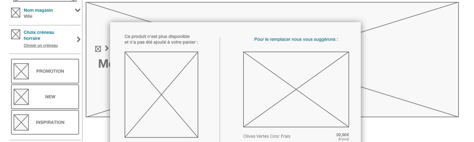 A wireframe of the new pop-up window.