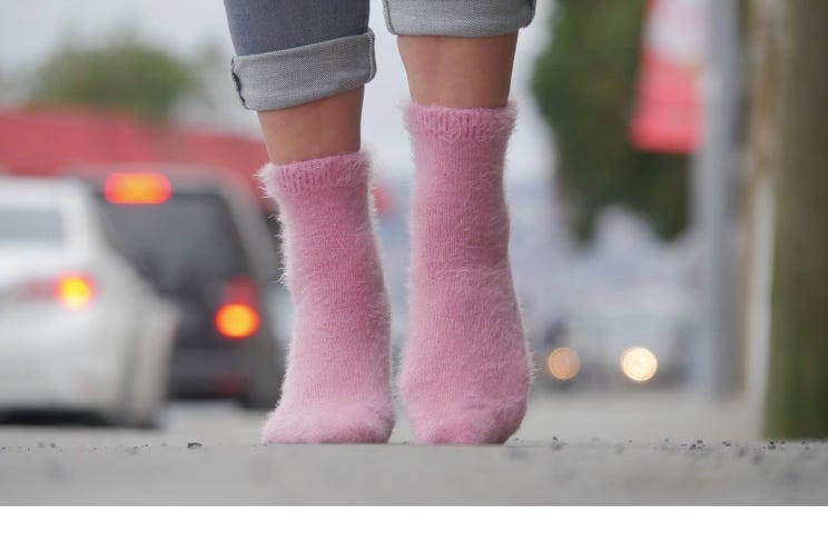 woman in pink socks