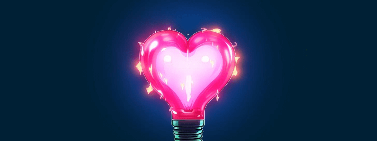 A lightbulb in the shape of a heart.