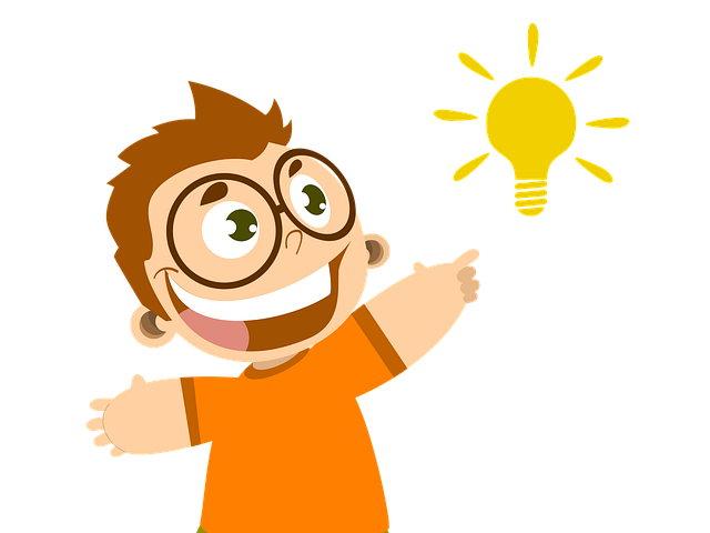 Cartoon character of a boy with a bright idea.