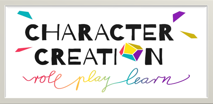The logo for Character Creation Roleplaying. Title and tag line — role, play, learn