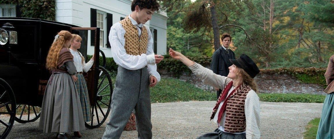 little women, Jo and Laurie, Saoirse Ronan, Timothee Chalamet