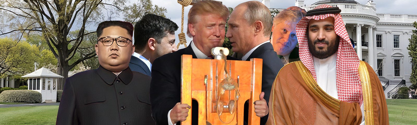 Drumpf, Kim, Putin and Bin Salman show off new execution devices.