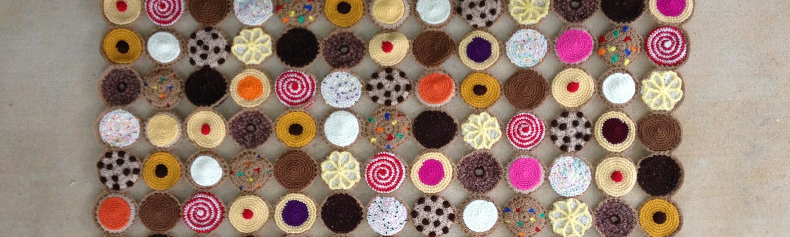 One hundred and sixty-nine crochet cookies by Leslie Stahlhut