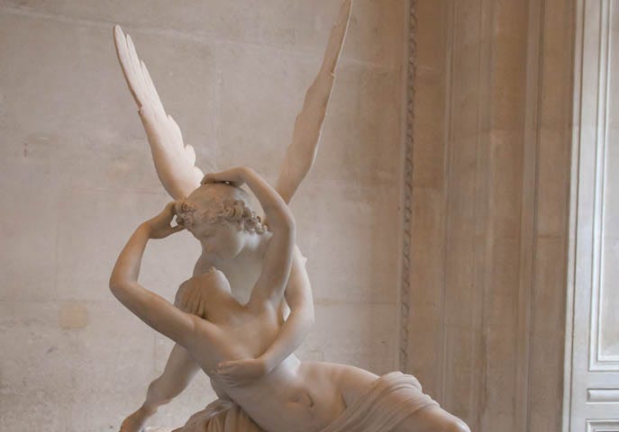 Psyche and Cupid sculpture from the Louvre Museum