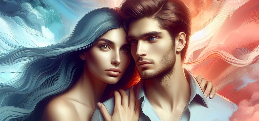 An engaging romantic picture of a beautiful woman and a handsome guy, depicting ‘The Illusion of Love: How Our Minds Create Fictional Characters’