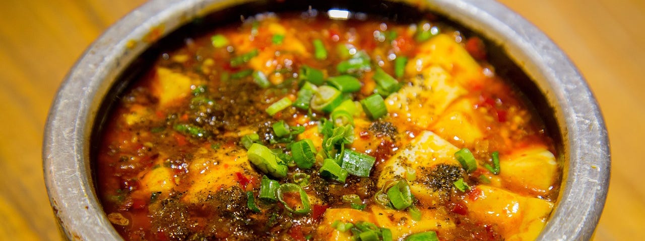 Bowl of mapo tofu, a popular dish in sichuan cuisine.