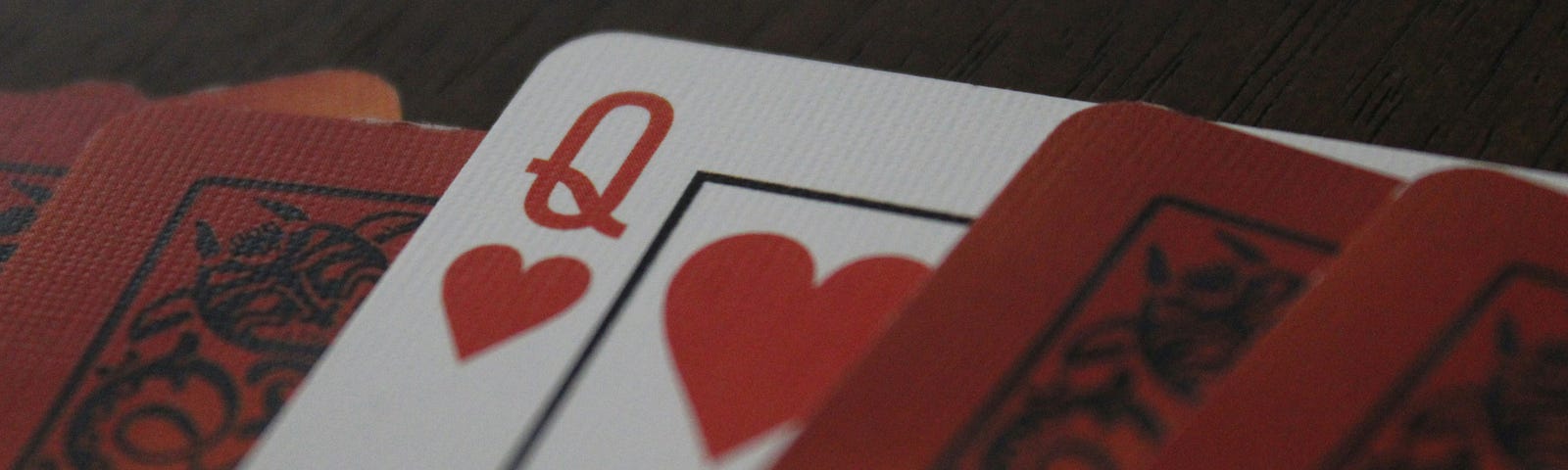 Close up shot of the Queen of hearts card.