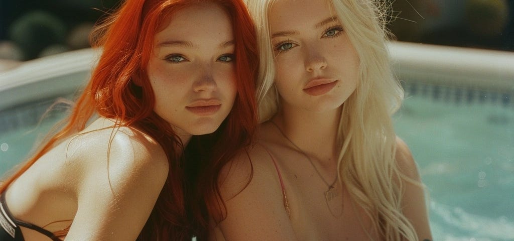 Ava and Nikki in the hot tub