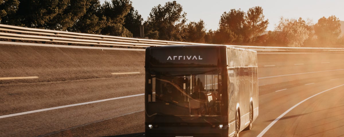 The Arrival Bus on a test track near Barcelona, Spain