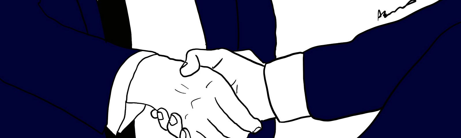 Illustration of two business people shaking hands