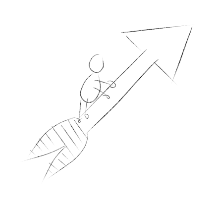 Stick figure on an arrow