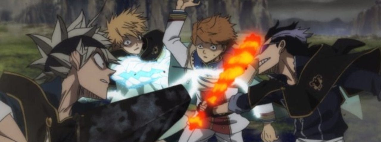 Asta, Luck, and Magna protect their squadmate, Finral, from his brother Langris.