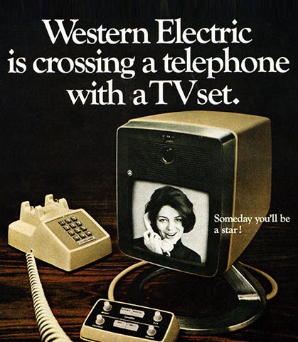 Photo of a print ad for future Western Electric videophone.