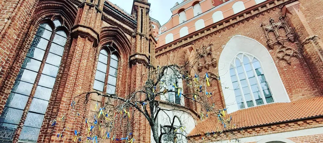 The tree with ribbons at Church of St. Anne, Vilnius