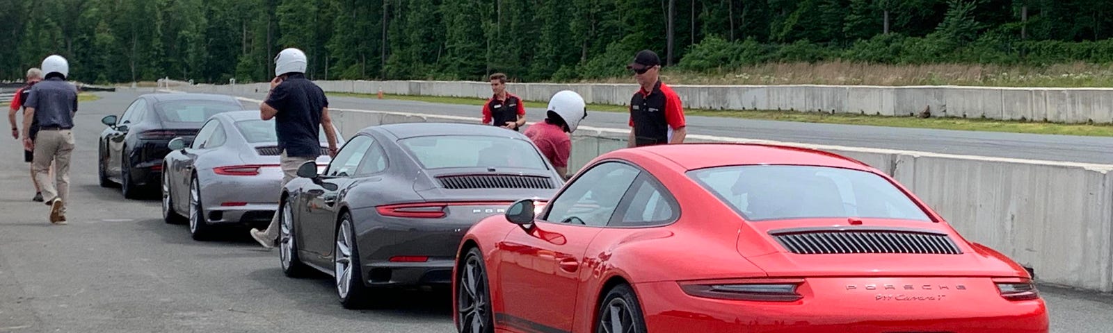 Porsche lineup at Dominion Raceway, Thornburg, VA, USA. IMAGE CREDIT: Laurel Haak CC-BY-4.0