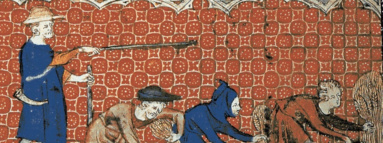 Medieval painting of plebs working