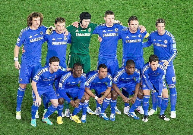 Chelsea Football Club taking a picture before a game in 2012 Club World Cup Final