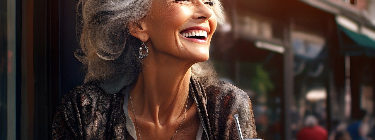 Woman laughing and full of joy