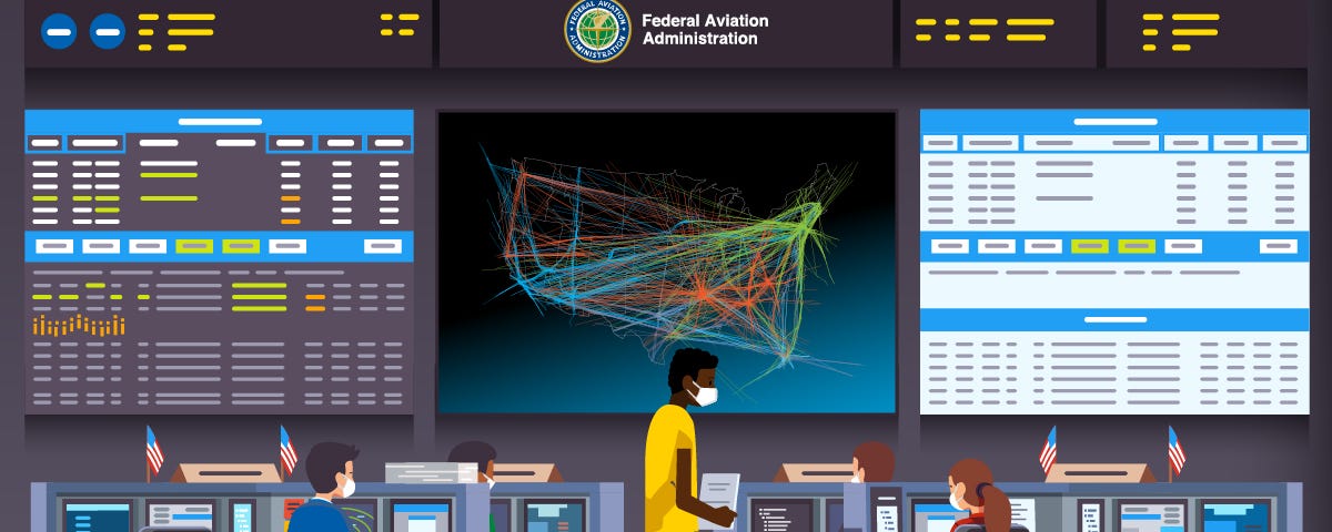 Animation of an FAA control room.