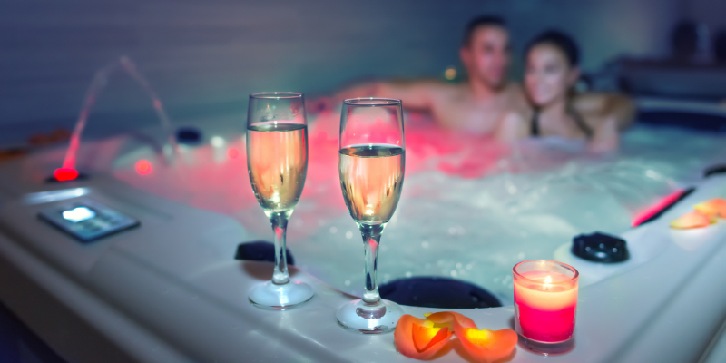 Couple having a romantic date in a hot tub — 5 Sexy Dates That Are Absurdly Overrated
