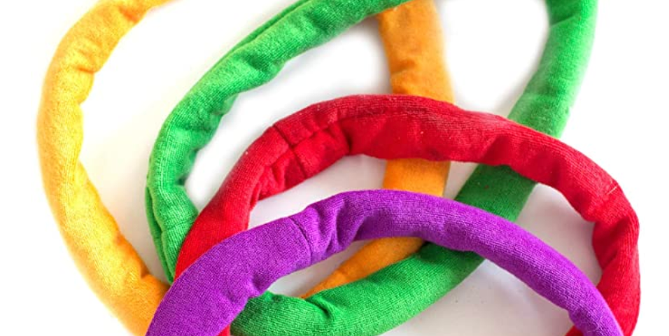 Colorful fabric bands made for chewing.