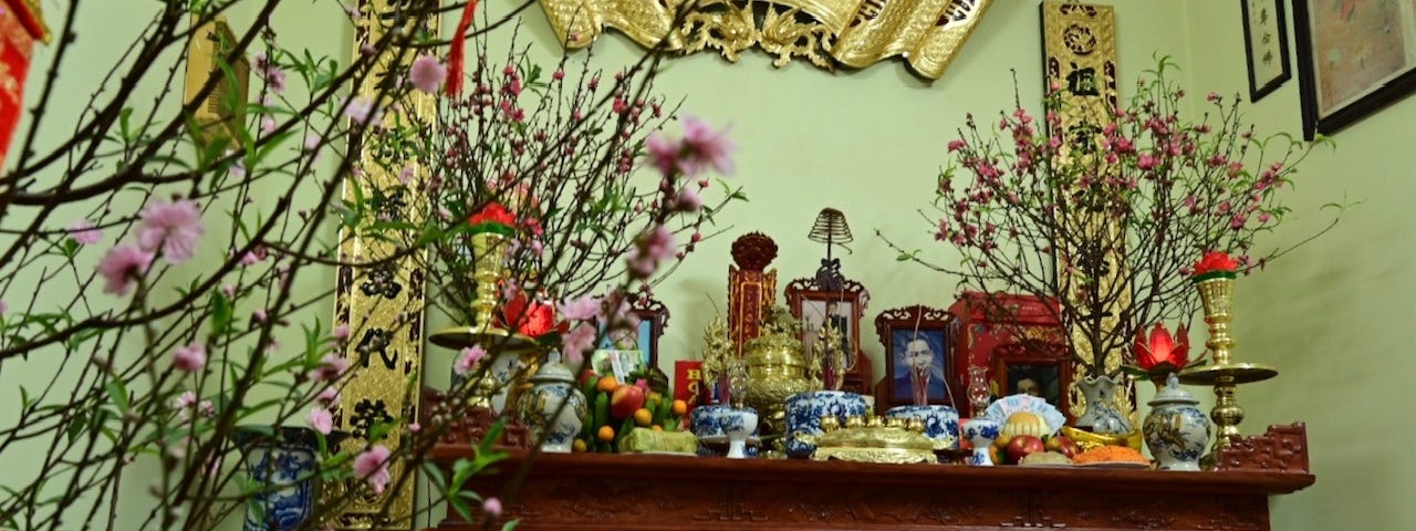 Photo of ancestor altar in family house in North Vietnam