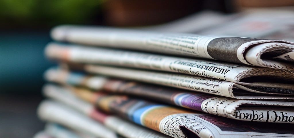 A neatly stacked collection of daily newspapers awaits readers eager for the latest news and reports.