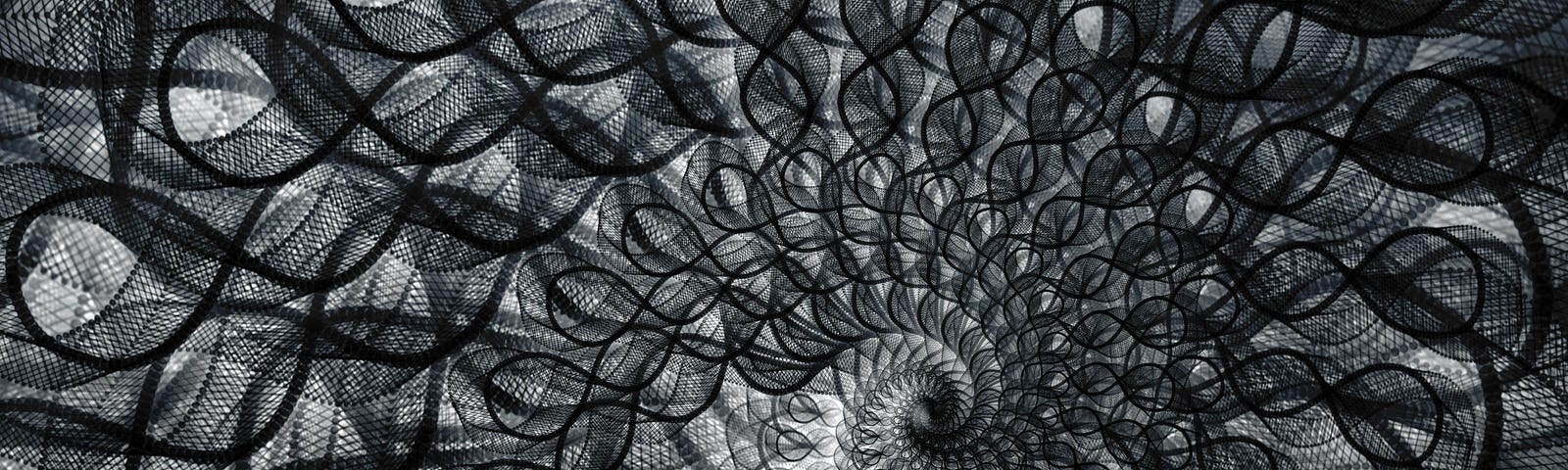 complicated wire mesh spiral pattern (semantic satiation)