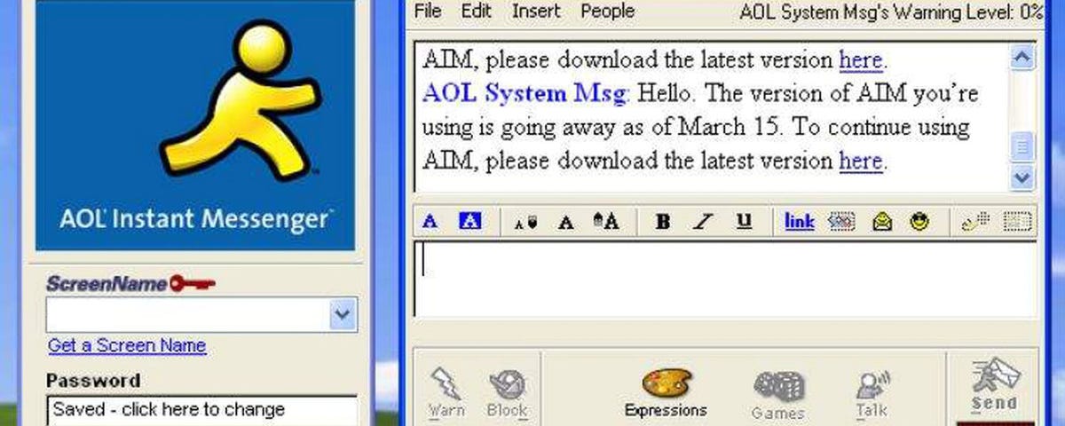 Screenshot of AOL Instant Messenger interface.