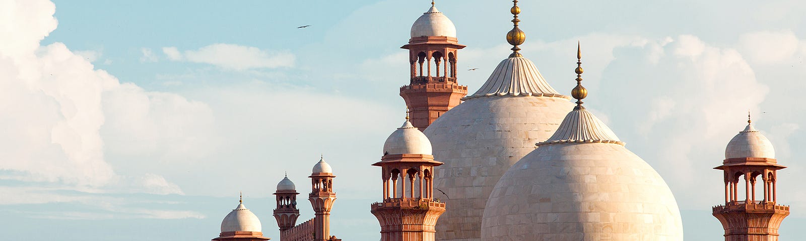 The minarets of the Badshahi Masjid; the iconic mosque located in Lahore, Pakistan.