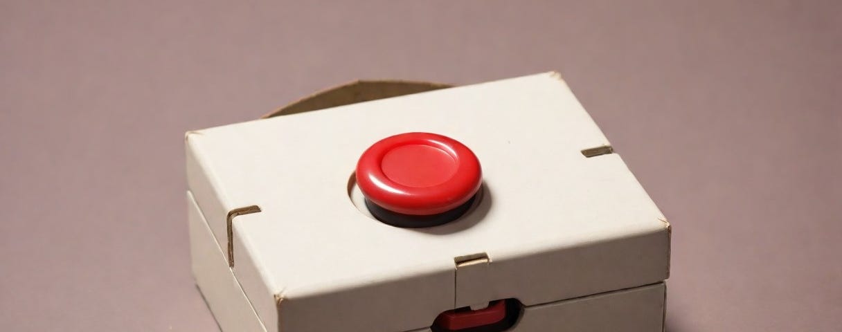 a small box with a single red button