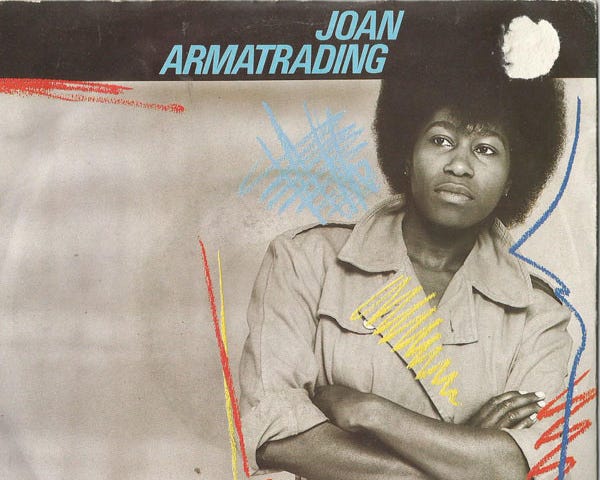 Record cover for Joan Armatrading’s “(I Love It When You) Call Me Names” single.