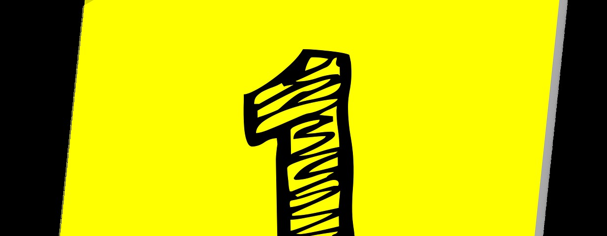 Graphic Image Of A Yellow Sticky Note Displaying The Number One On A Black Background.