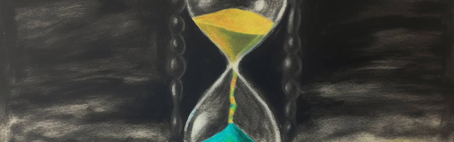 an oil pastel image of an hourglass