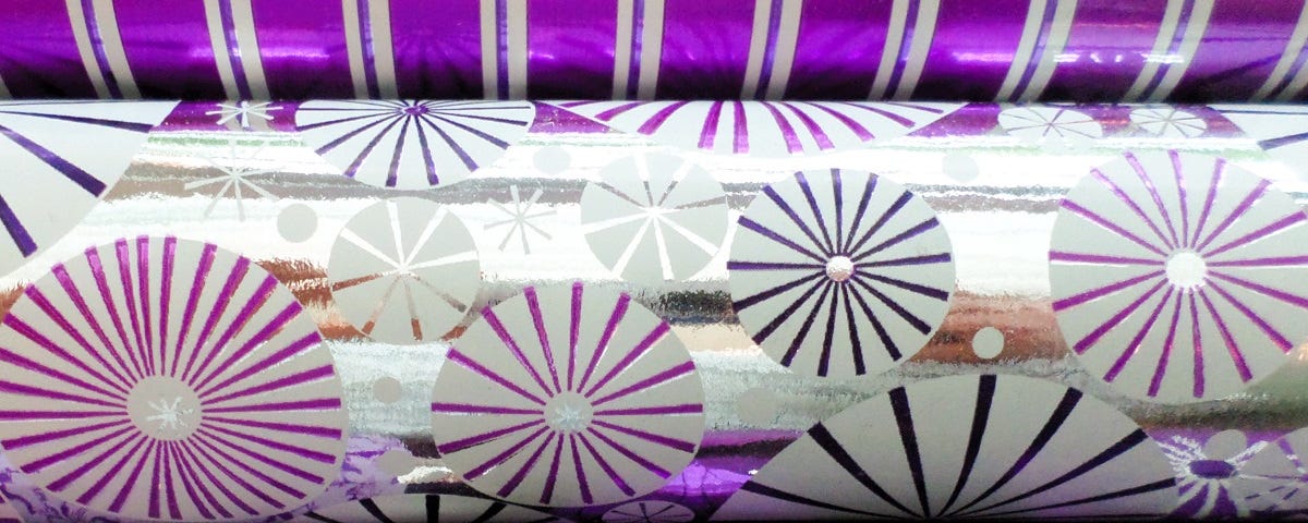 Colorful violet gift wrapping.