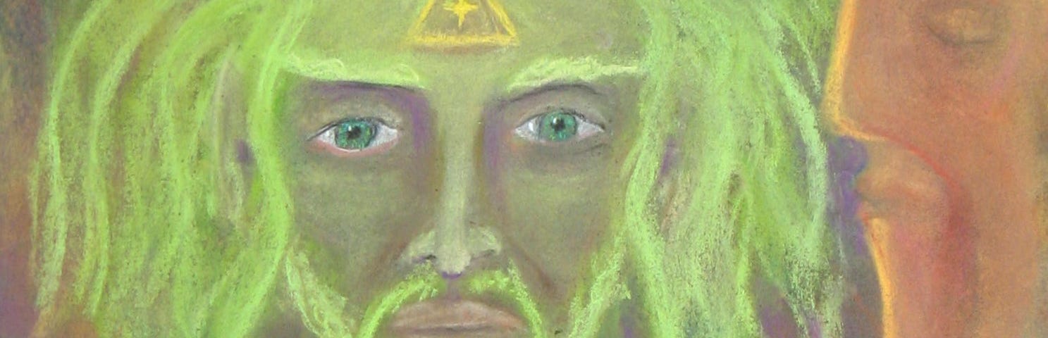 The Horned God peers out from his woods.