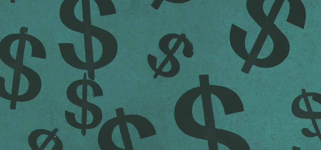 Dollar signs on a teal background