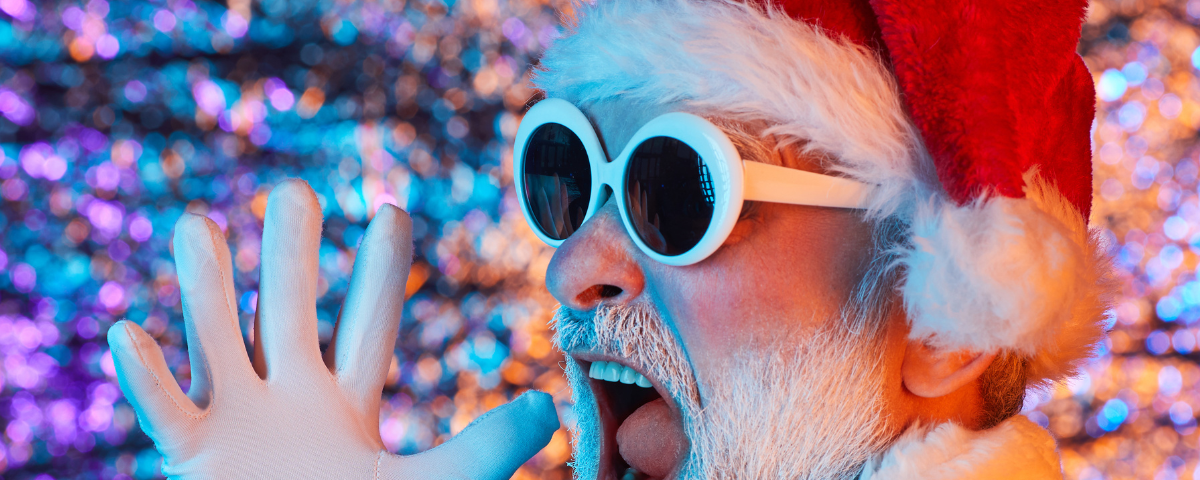 Santa screaming wearing sunglasses