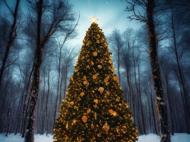 pretty Christmas tree in a forest