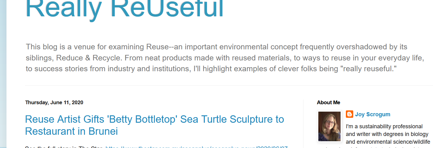 Screenshot of the homepage of the original Really ReUseful blog on Blogger