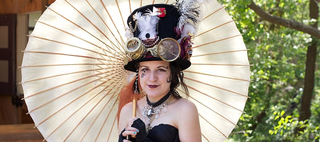 Steampunk lady with parasol