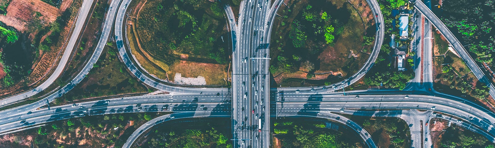 Complex road junction, top view