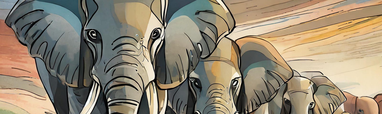 artwork of a group of elephants