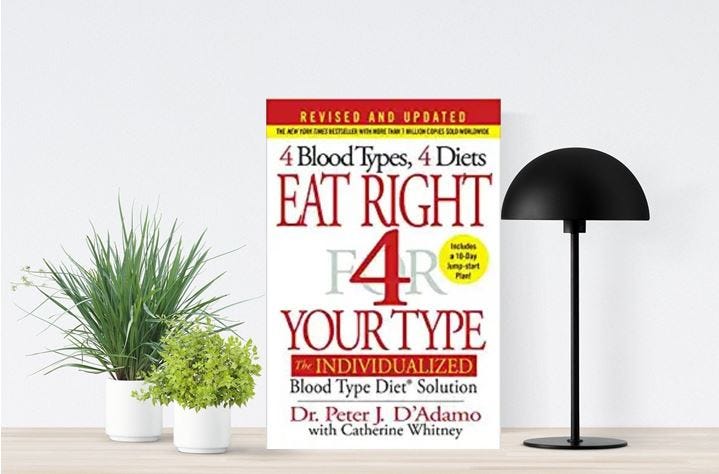 Eat Right 4 Your Type, a diet book by Dr. Peter J. D’Adamo.