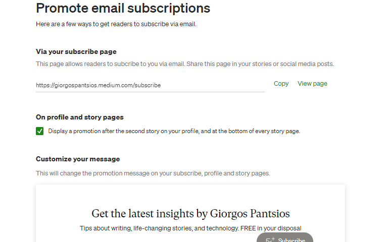 Email subscriptions by Medium