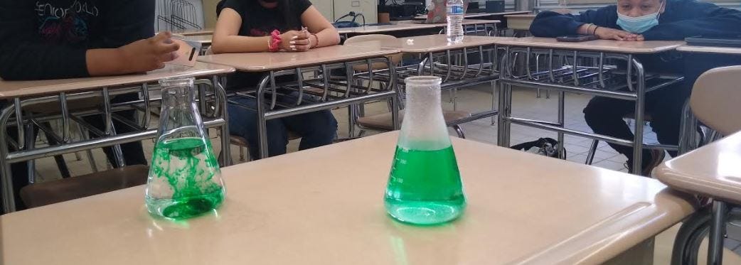 Experiment with adding food coloring to hot and cold water