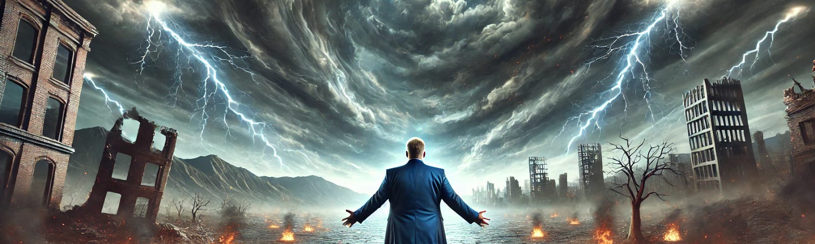 MAGA and the Messiah, shows Trump standing before the apocalypse because the MAGA claim he’s Jesus.