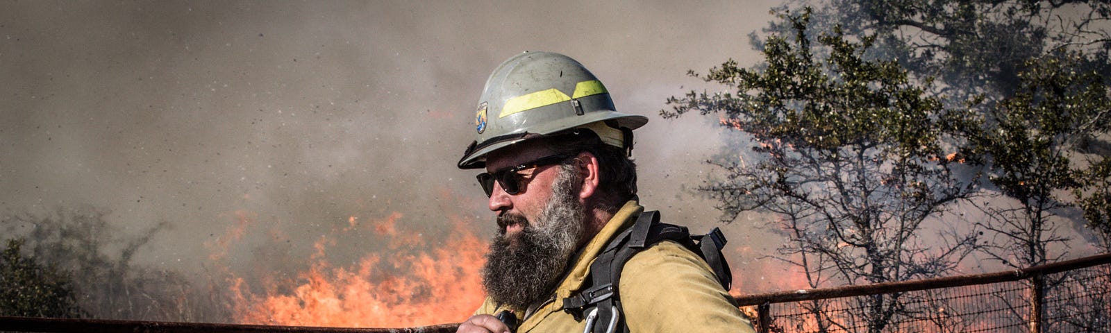 Jeff Adams as burn boss on a prescribed fire at the Balcones Canyonlands National Wildlife Refuge (NWR).